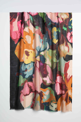 Winter Floral Print Scarf - One Size
