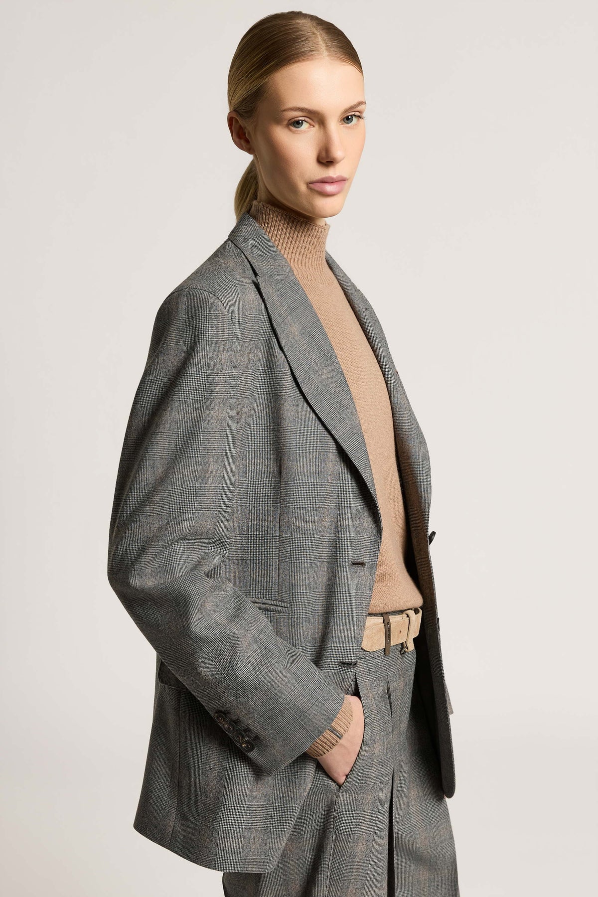 Satellite Grey Glen Check Blazer