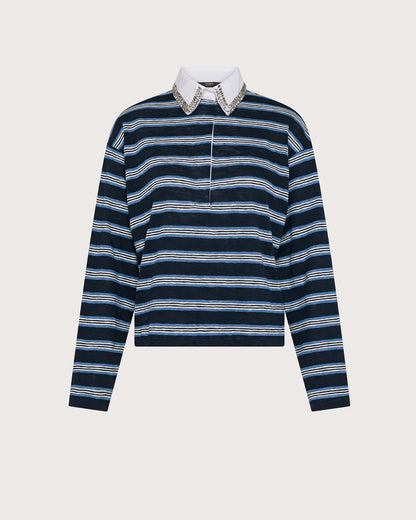 Striped Polo With Stone Detailing