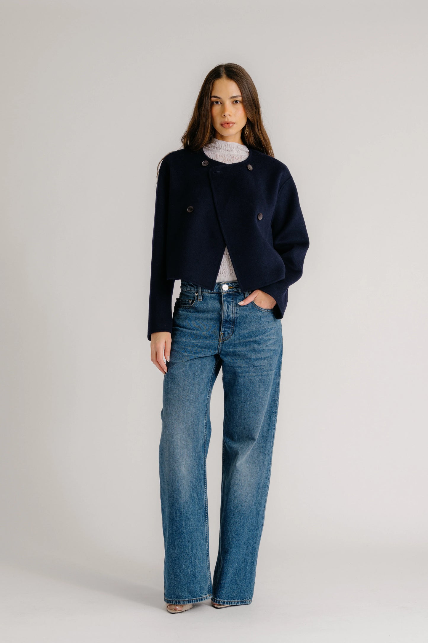 Floren Cropped Double Breasted Coat
