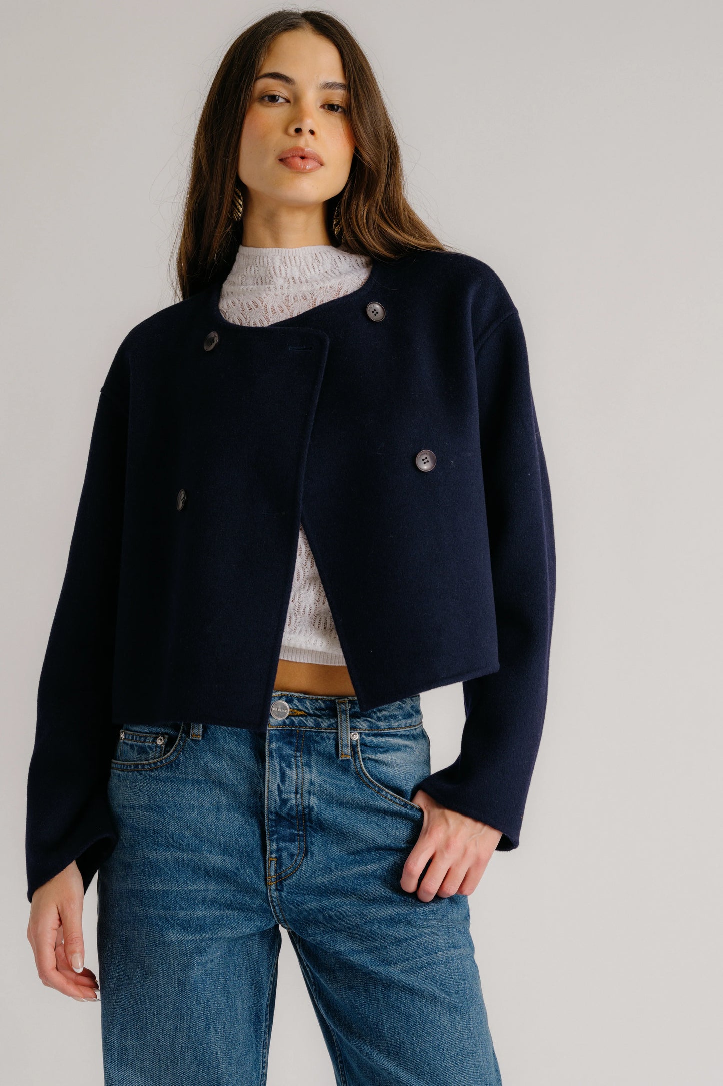 Floren Cropped Double Breasted Coat