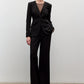Black V-Neck Collarless Jacket
