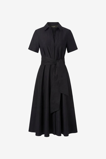 Jet Megan Short Sleeve Tie-Front Midi Shirt Dress