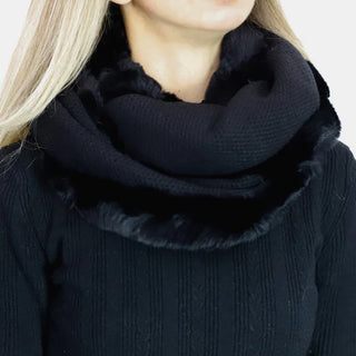 Honeycomb Rabbit Fur Scarf Black