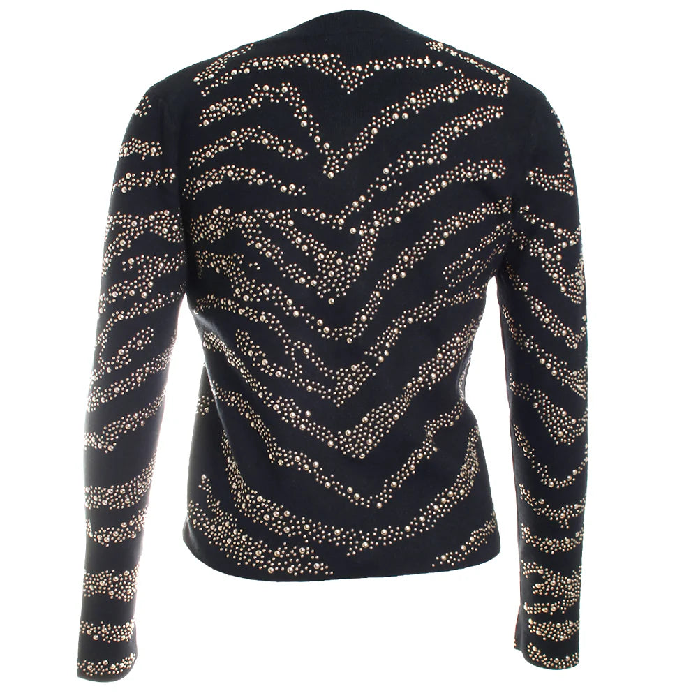 Gold Studded Knit Jacket Black