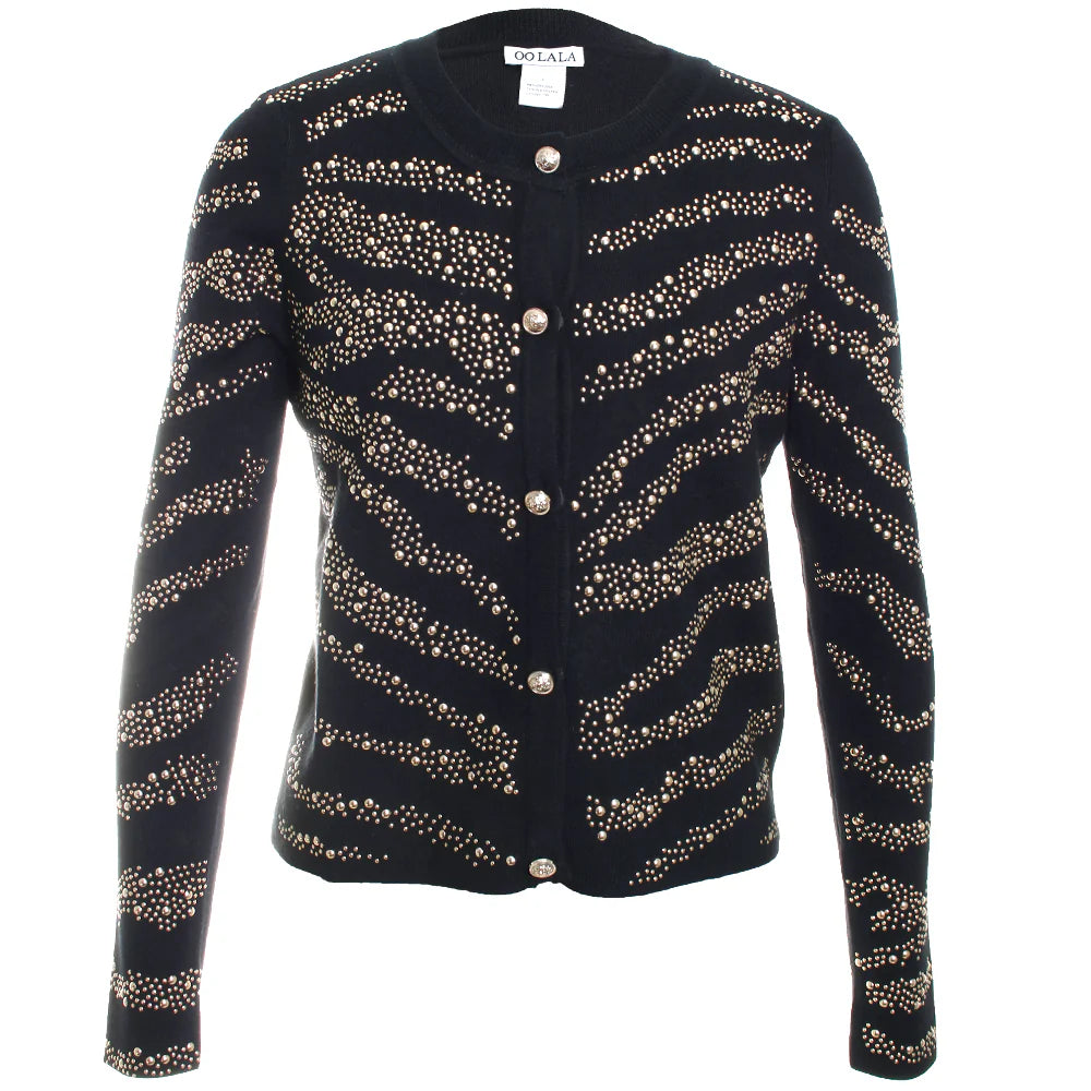 Gold Studded Knit Jacket Black