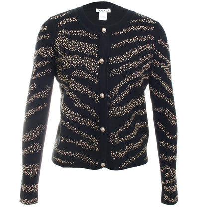 Gold Studded Knit Jacket Black