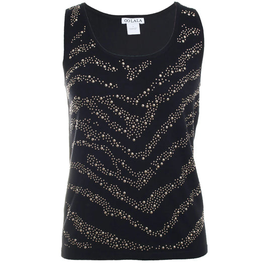 Studded Detailed Tank Black