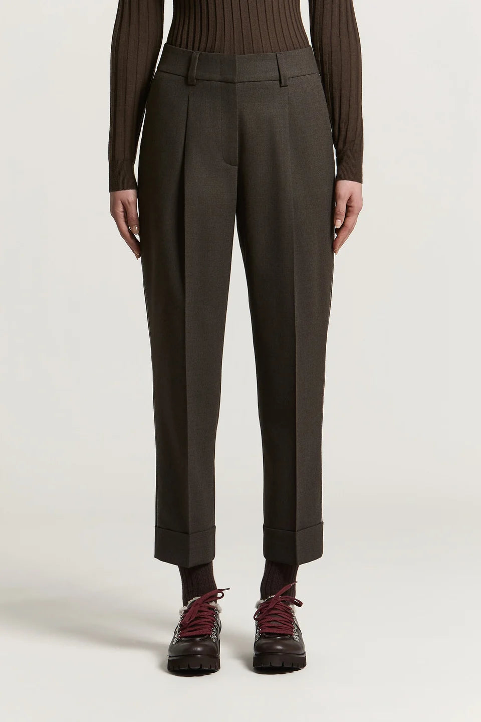 Beaded Brown Wool Pants