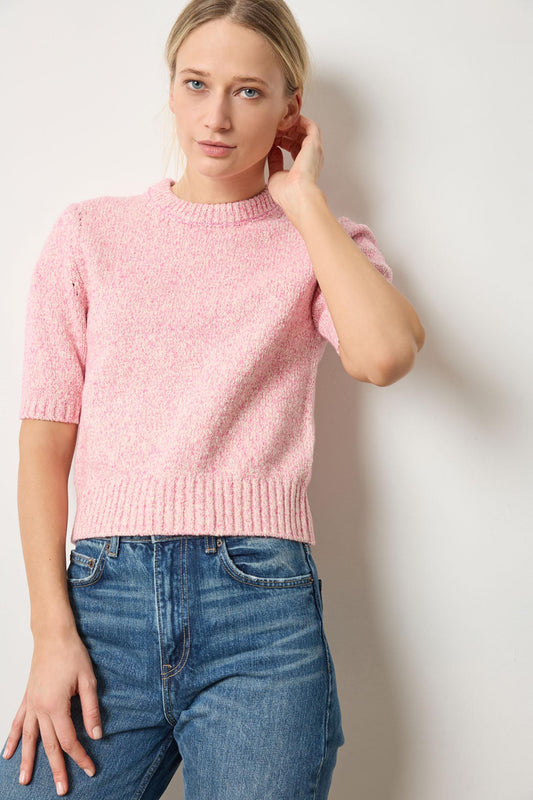 SHORT SLEEVE MARLED PULLOVER