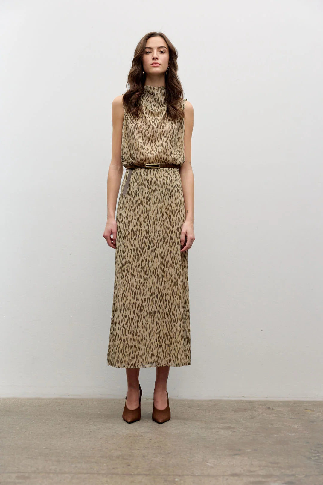 Animal Print Chiffon Slip Skirt
