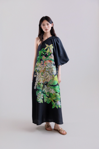 One Shoulder Floral Maxi Dress