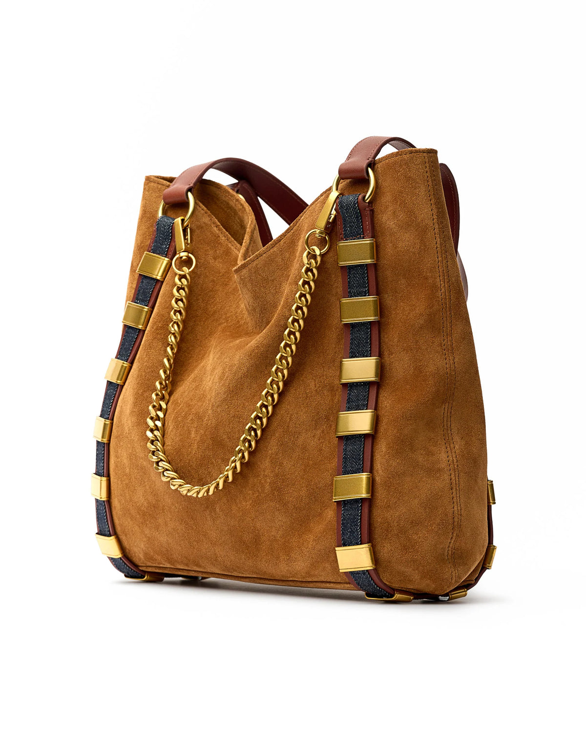 Links Tote - Cognac Suede