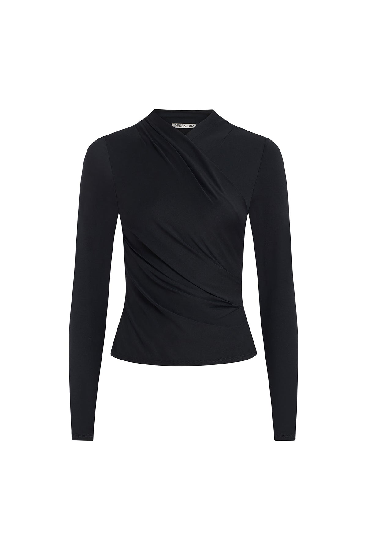 Black Isaiah Long Sleeve Wrap Top