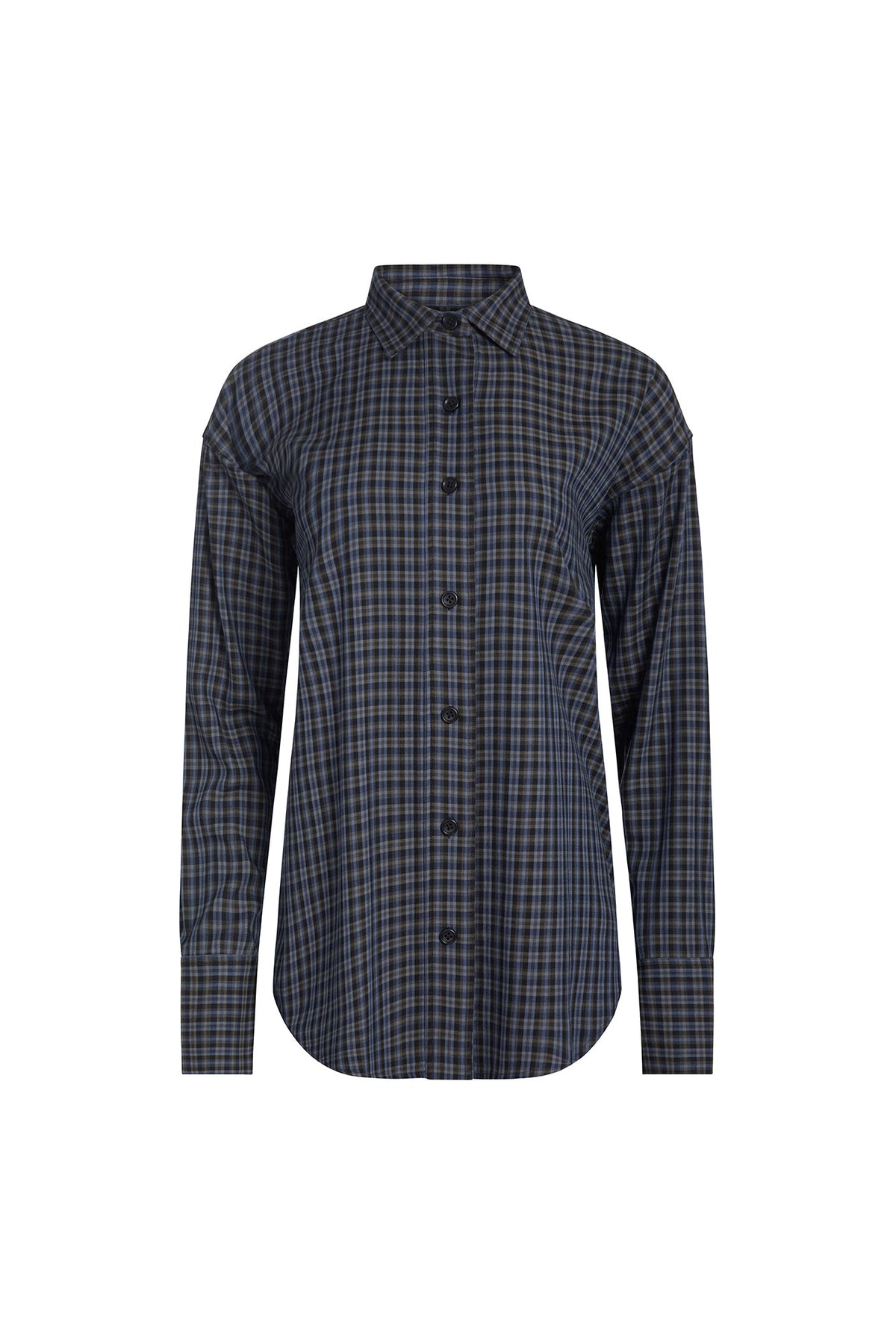 Navy/Grey Max Rayon Plaid Relaxed Shirt