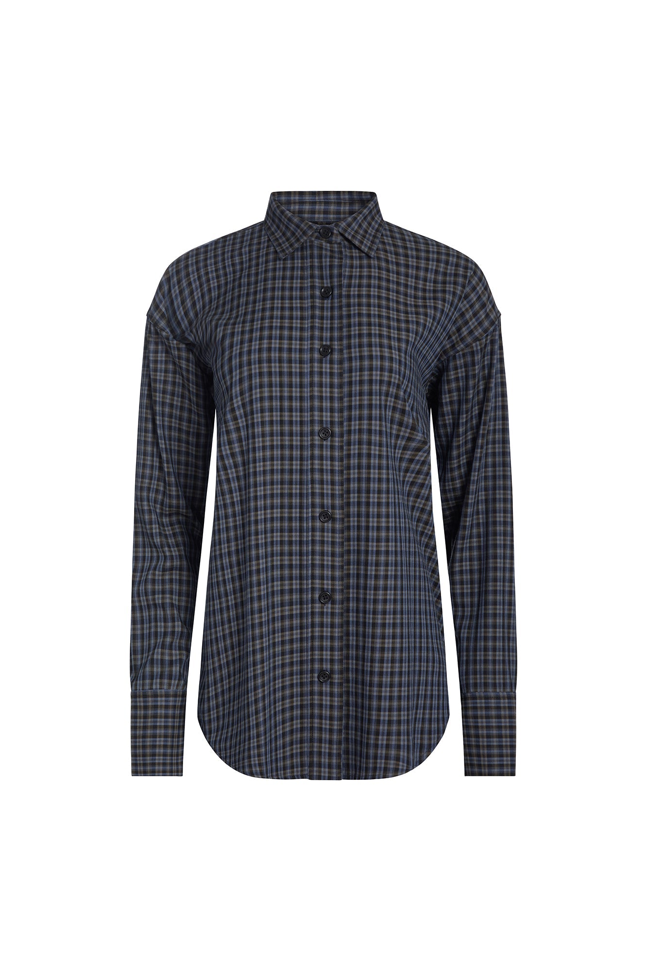 Navy/Grey Max Rayon Plaid Relaxed Shirt