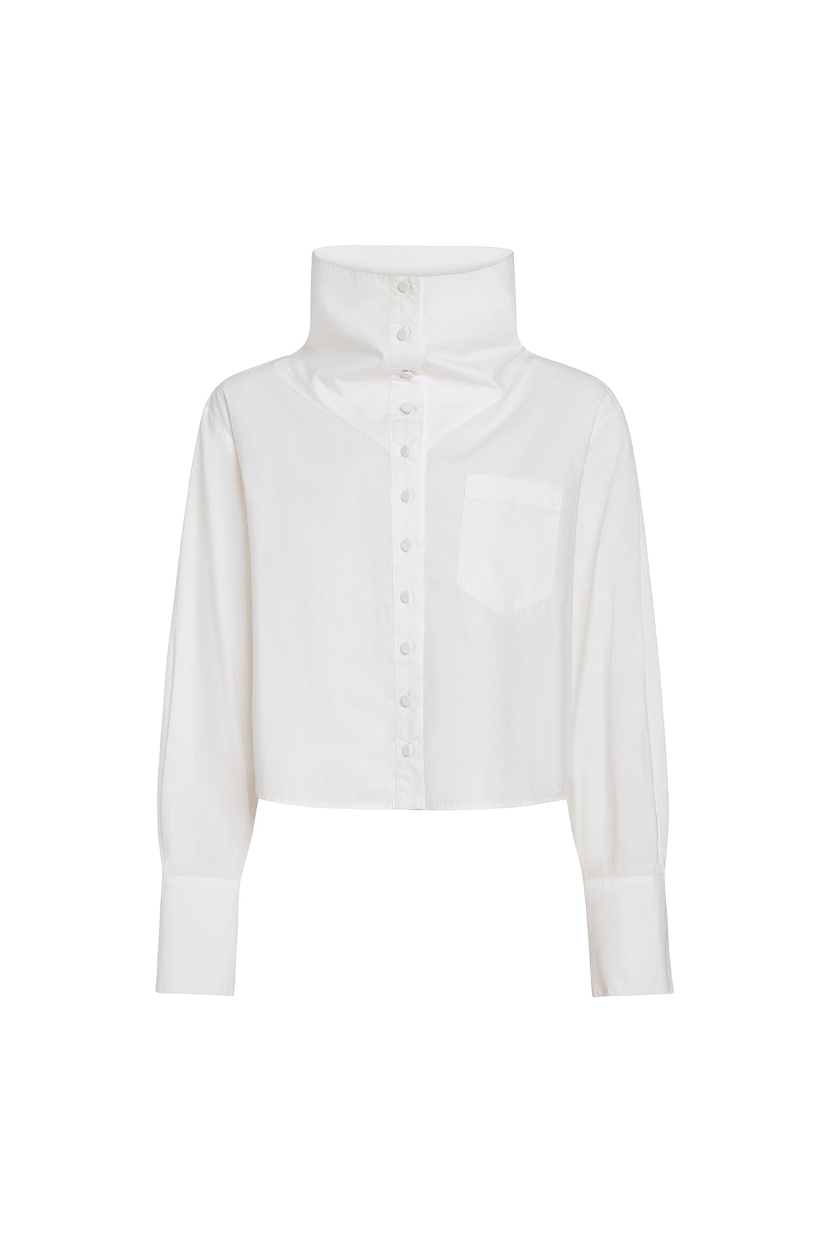 White Bianca Funnel Neck Blouse