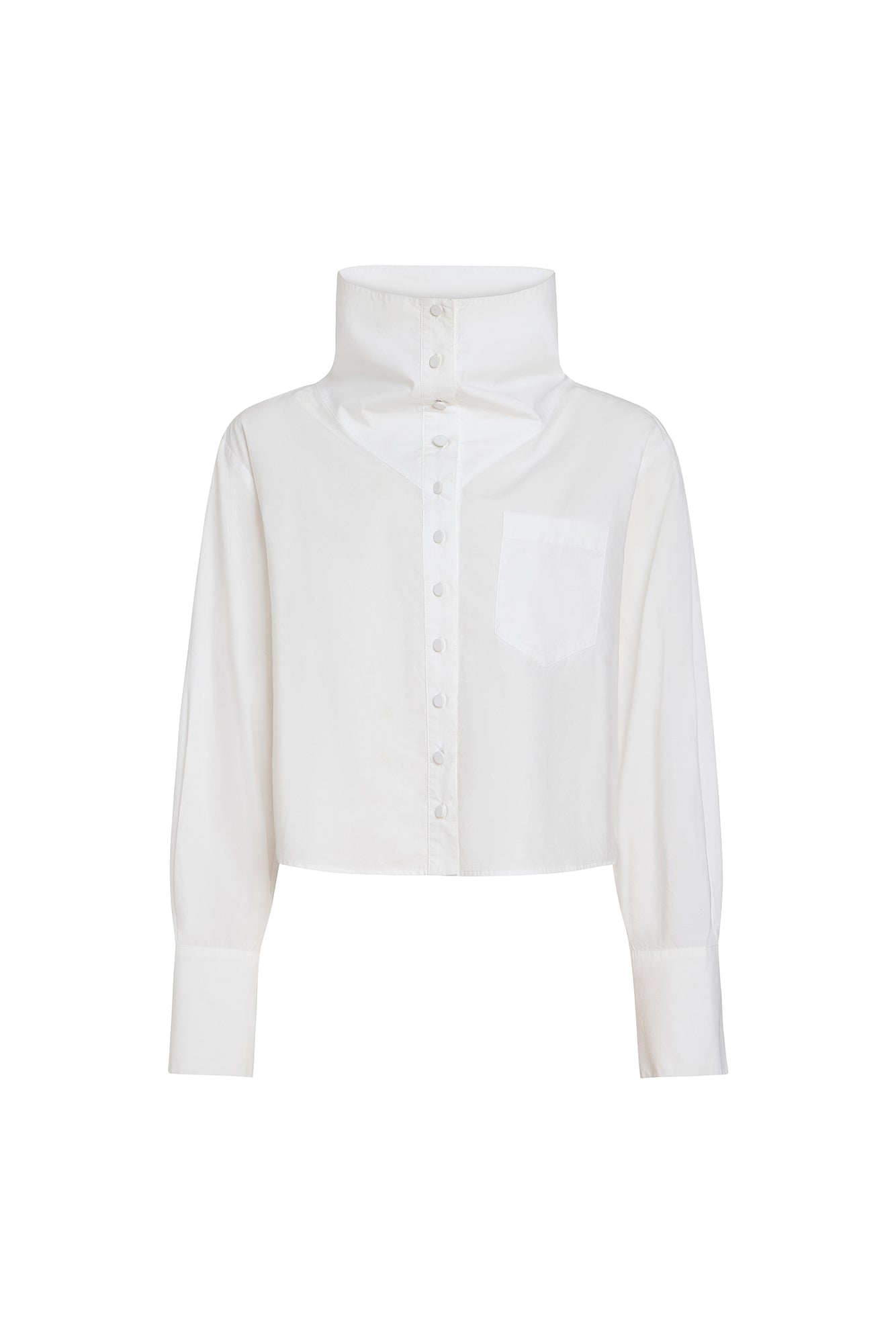 White Bianca Funnel Neck Blouse