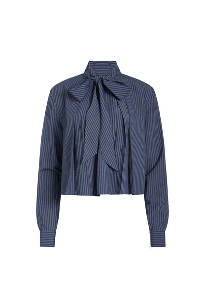 Navy/Blue Aiden Tie Neck Blouse