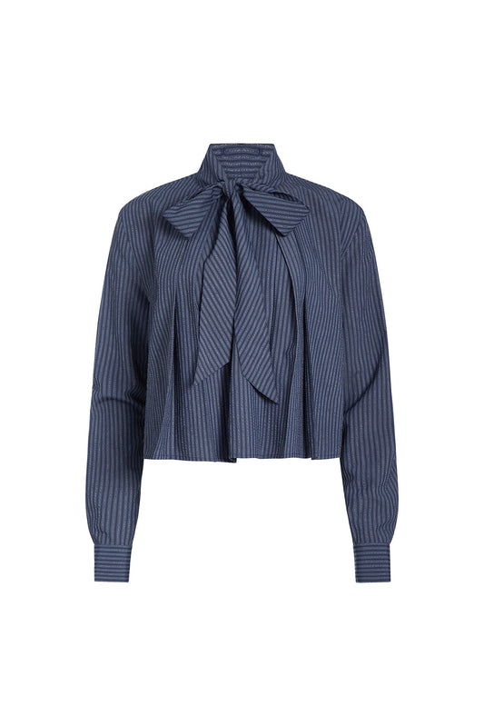 Navy/Blue Aiden Tie Neck Blouse