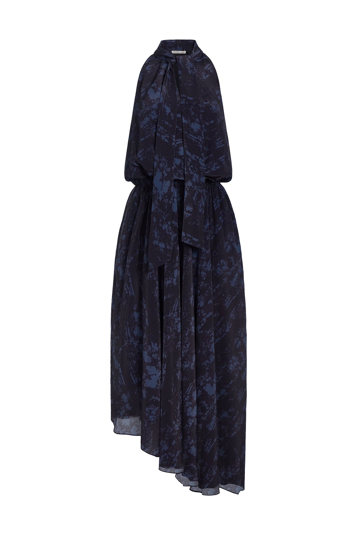 Deep Blue/Black Bradley Tie Neck Dress