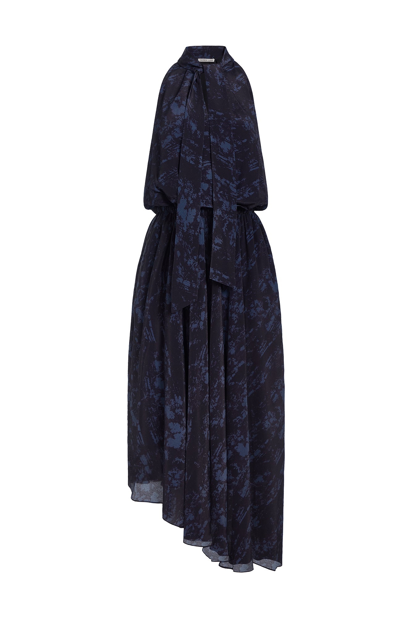 Deep Blue/Black Bradley Tie Neck Dress