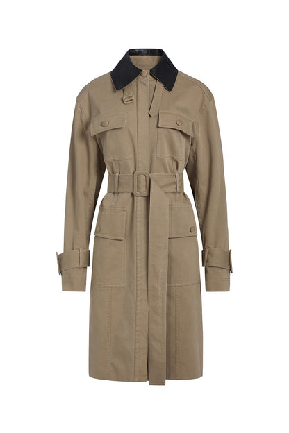 Washed Olive Landon Trench Coat