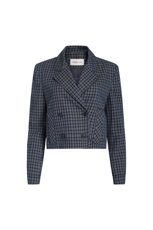 Navy/Grey Jasmine Cropped Double Breasted Jacket