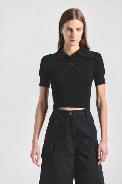 Black Antonella Short Sleeve Knit