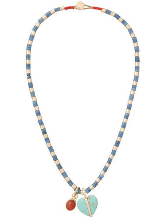 Bar Necklace Denim/Gold