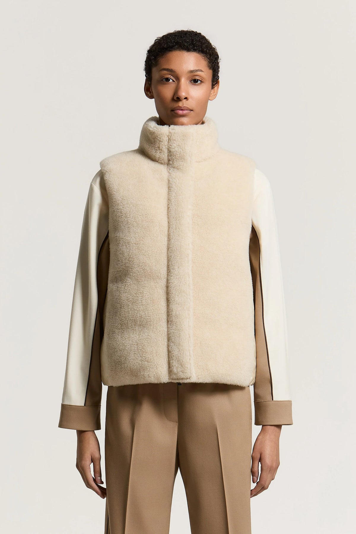 Ethereal Beige Shearling Vest