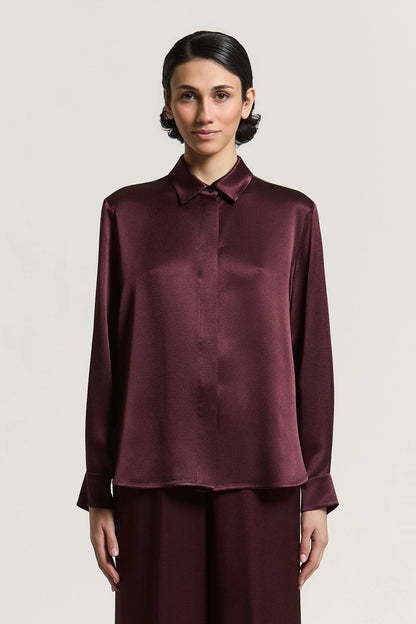 Bordeaux Satin Shirt