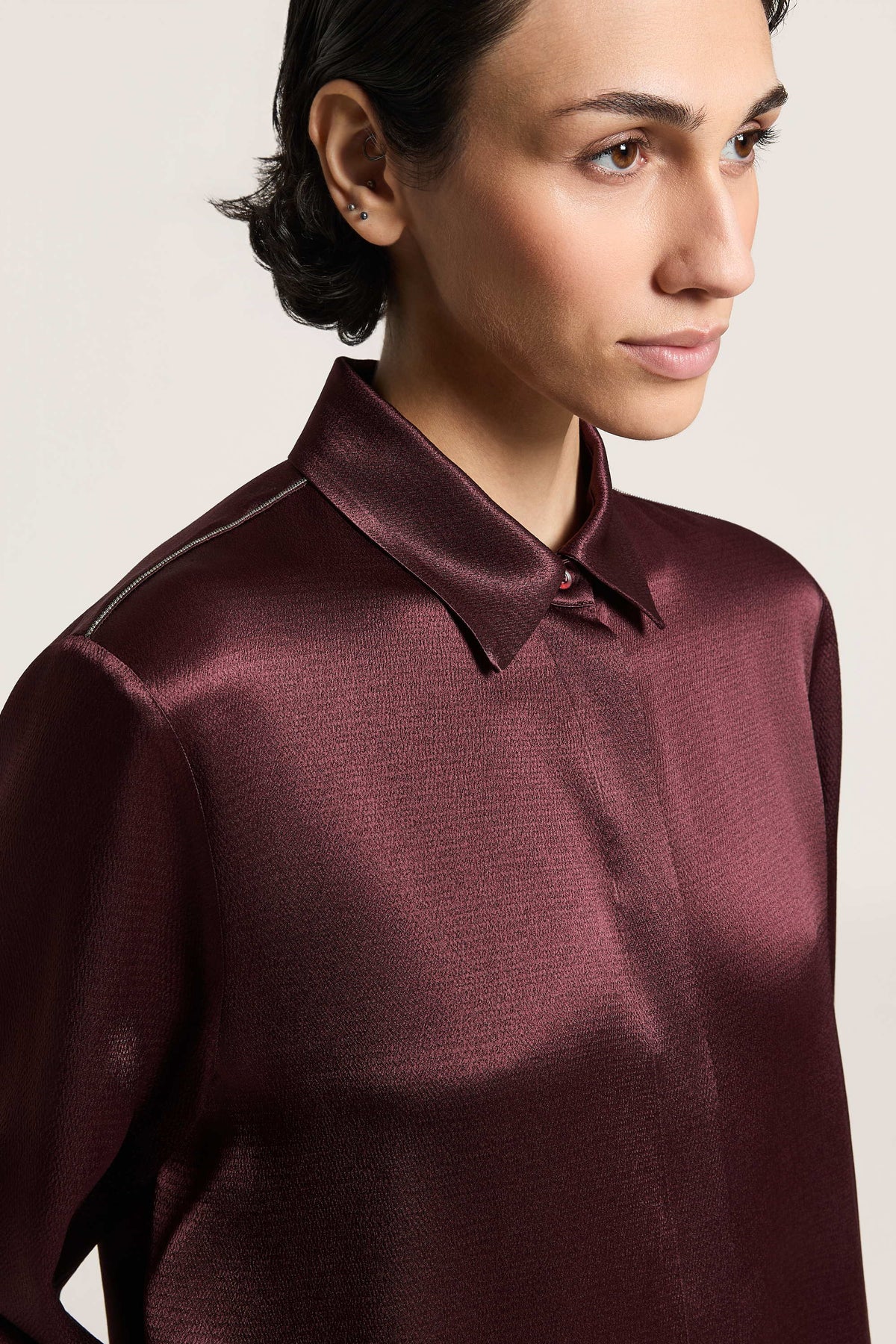 Bordeaux Satin Shirt