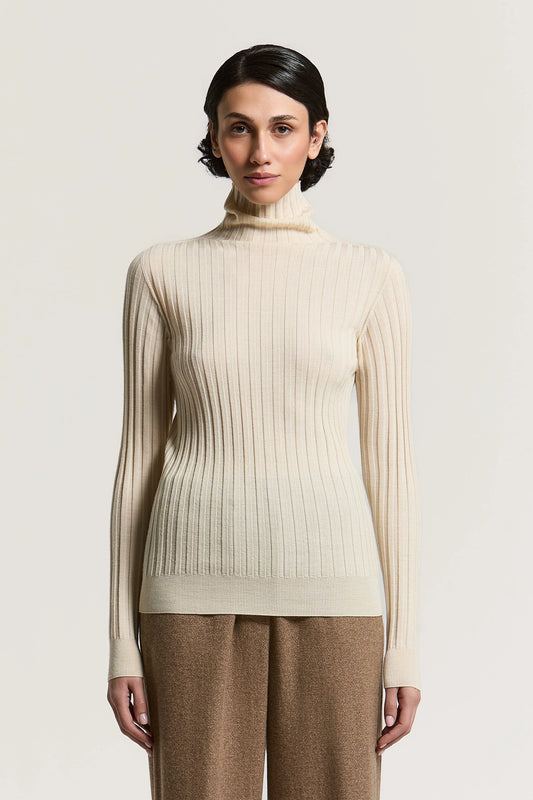 Beige Wool Turtleneck Sweater