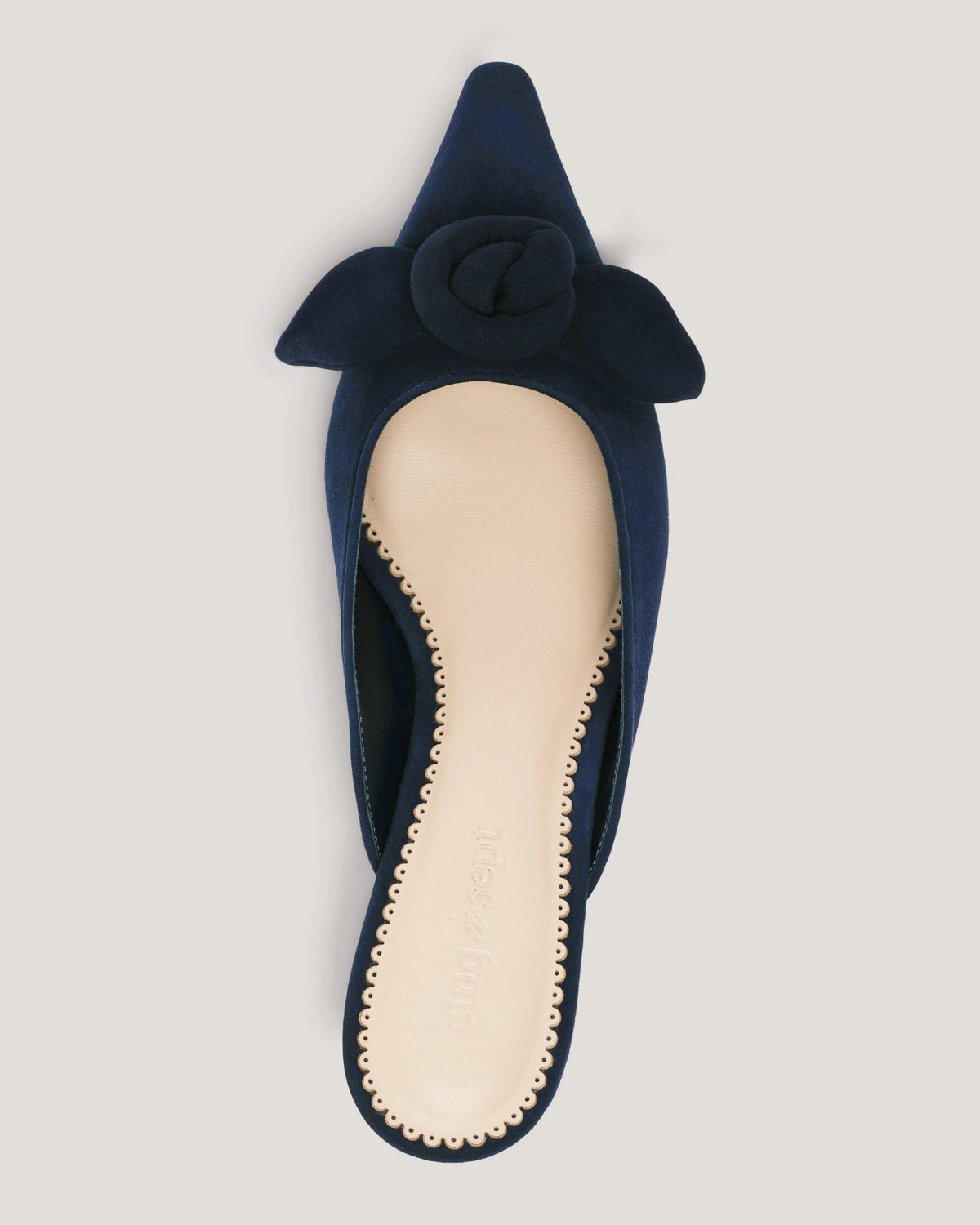 Navy Layla Suede Kitten Heel Mule
