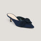 Navy Layla Suede Kitten Heel Mule