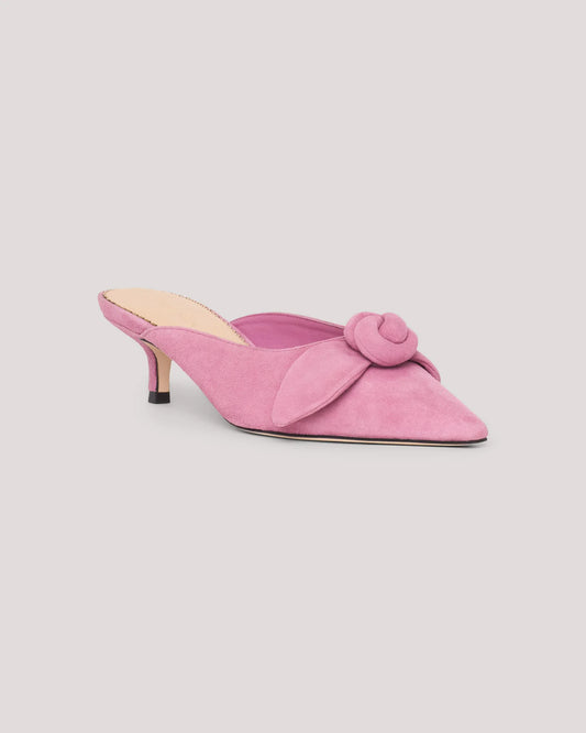 Lilac Layla Suede Kitten Heel Mule