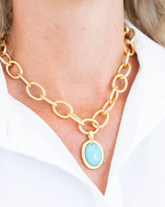 Caroline Loop Chain Necklace - Turquoise