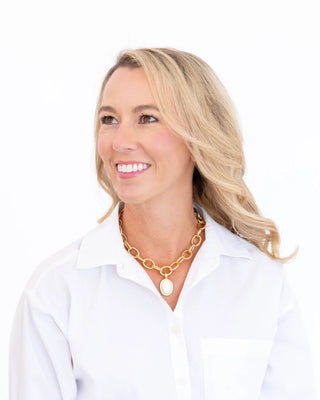 Caroline Loop Chain Necklace - White Agate