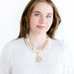 Mixed Metal Coin Multi-Strand White Turquoise Necklace