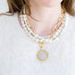Mixed Metal Coin Multi-Strand White Turquoise Necklace