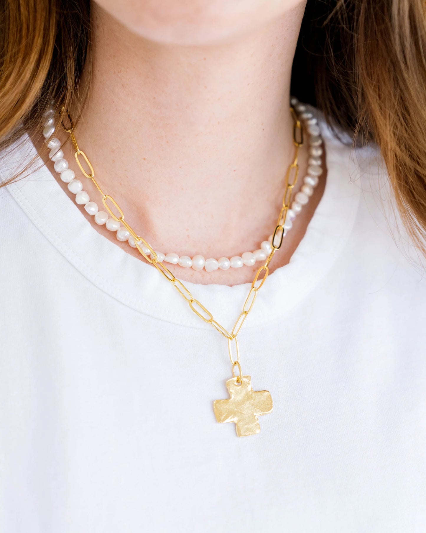 Piper Cross Paperclip Necklace