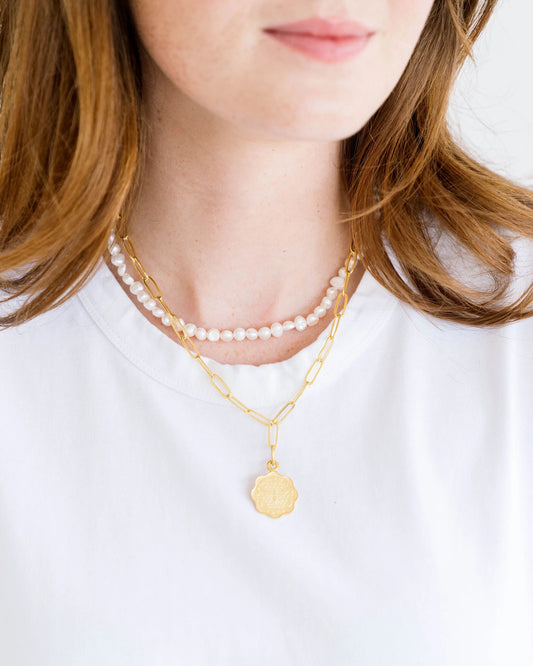 Piper Coin Paperclip Necklace