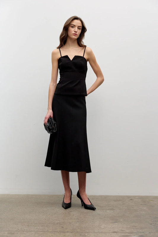 Black Bustier With Detachable Straps