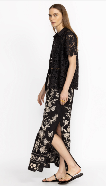 Domingo High Slit Linen Skirt