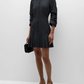 Lucilla Topstitched Pleated-Hem Mini Shirtdress