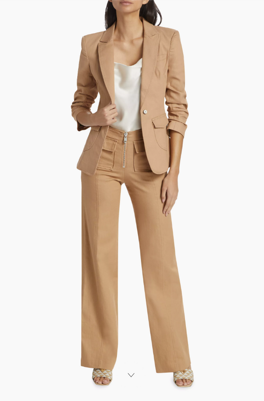 Azure Cotton-Blend Zip Pants