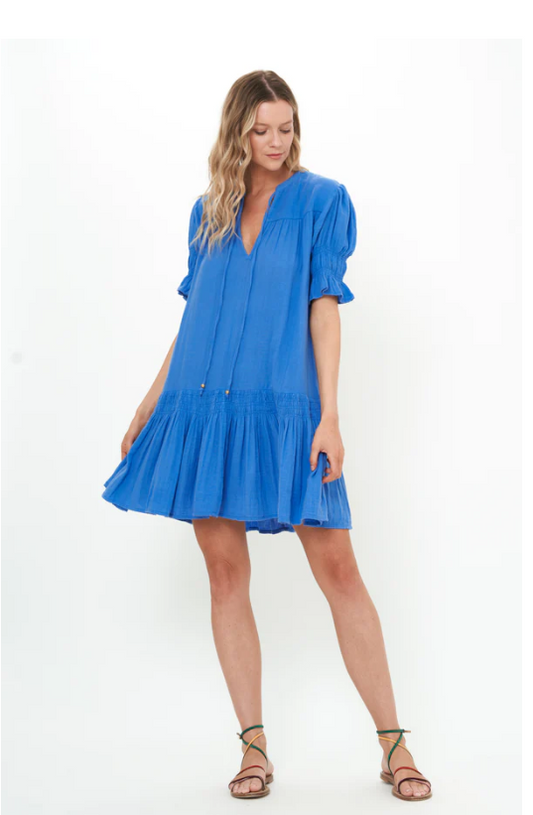 Smocked Drop Mini- Bermuda Blue