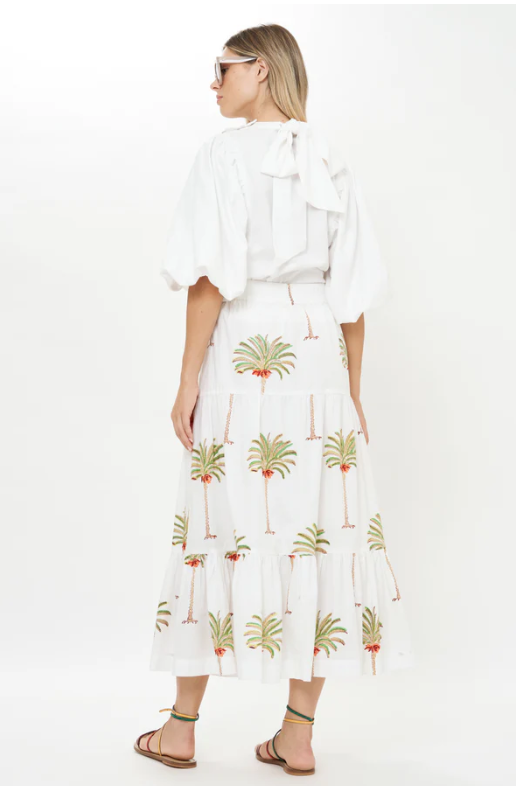 Button Front Skirt- Canary Green