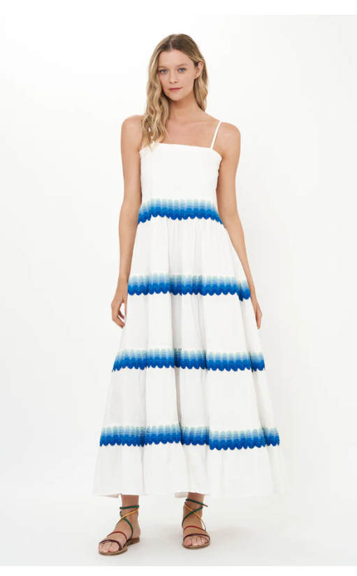 Smocked Back Maxi- Pacifica Blue